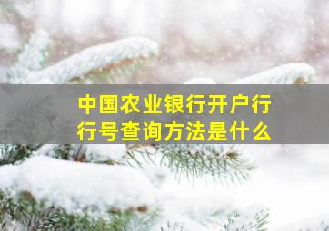 中国农业银行开户行行号查询方法是什么