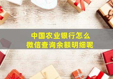 中国农业银行怎么微信查询余额明细呢