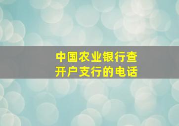 中国农业银行查开户支行的电话