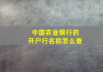 中国农业银行的开户行名称怎么查