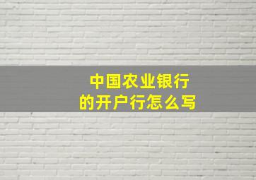 中国农业银行的开户行怎么写