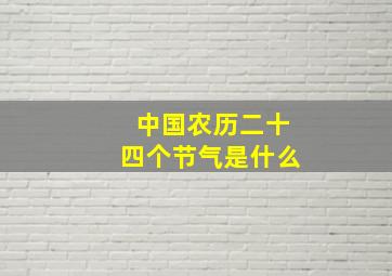 中国农历二十四个节气是什么