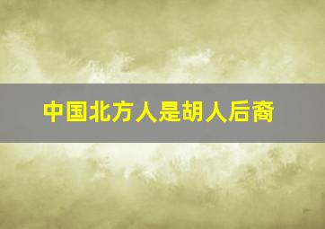 中国北方人是胡人后裔