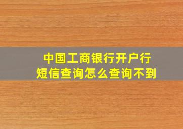 中国工商银行开户行短信查询怎么查询不到