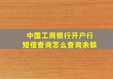 中国工商银行开户行短信查询怎么查询余额