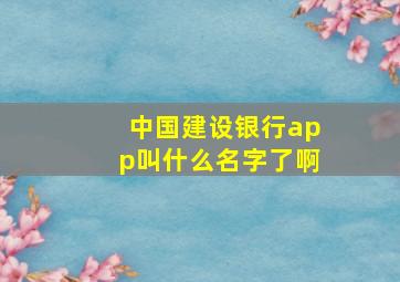 中国建设银行app叫什么名字了啊