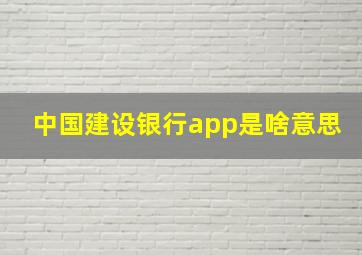 中国建设银行app是啥意思