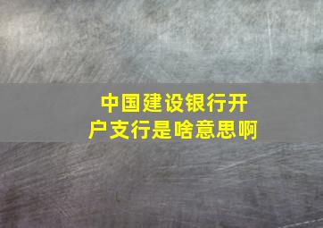 中国建设银行开户支行是啥意思啊