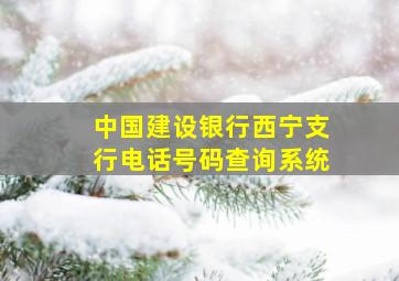 中国建设银行西宁支行电话号码查询系统