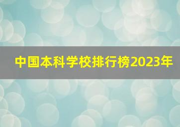 中国本科学校排行榜2023年