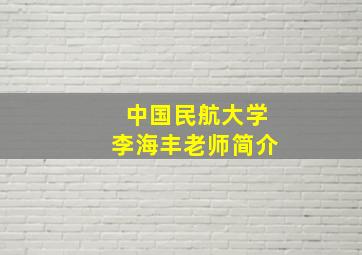 中国民航大学李海丰老师简介