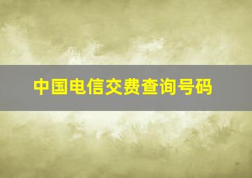 中国电信交费查询号码