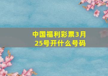 中国福利彩票3月25号开什么号码