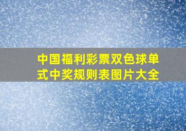 中国福利彩票双色球单式中奖规则表图片大全