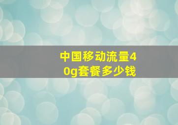 中国移动流量40g套餐多少钱