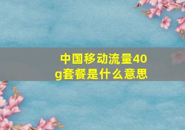 中国移动流量40g套餐是什么意思