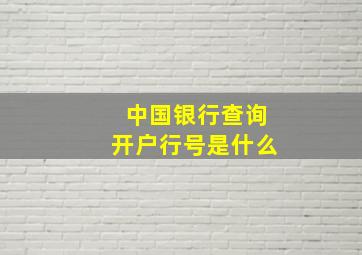 中国银行查询开户行号是什么