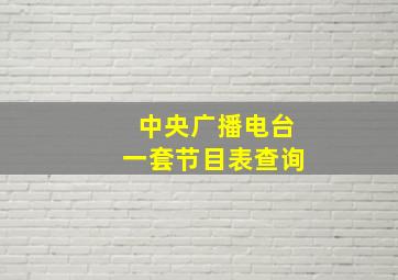 中央广播电台一套节目表查询