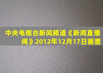 中央电视台新闻频道《新闻直播间》2012年12月17日画面