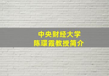 中央财经大学陈璟霞教授简介