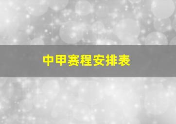 中甲赛程安排表