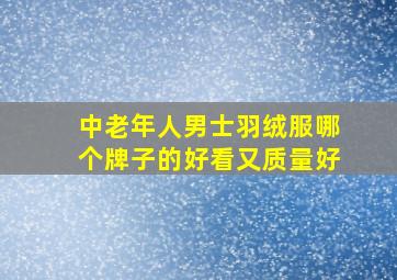 中老年人男士羽绒服哪个牌子的好看又质量好