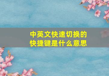 中英文快速切换的快捷键是什么意思