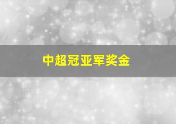 中超冠亚军奖金