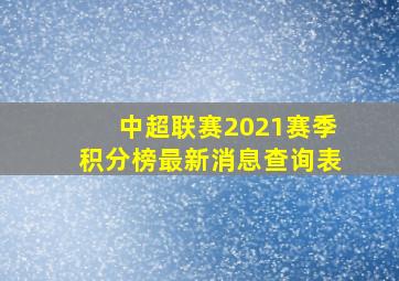 中超联赛2021赛季积分榜最新消息查询表