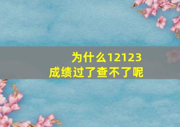 为什么12123成绩过了查不了呢