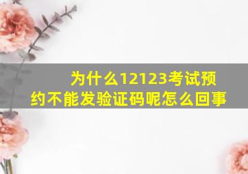 为什么12123考试预约不能发验证码呢怎么回事