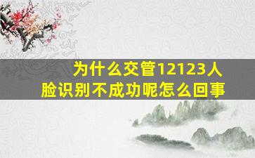 为什么交管12123人脸识别不成功呢怎么回事