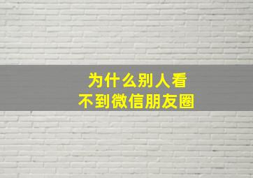 为什么别人看不到微信朋友圈