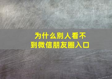 为什么别人看不到微信朋友圈入口