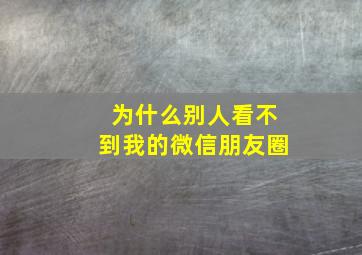 为什么别人看不到我的微信朋友圈