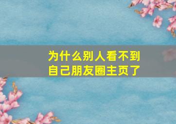 为什么别人看不到自己朋友圈主页了