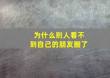 为什么别人看不到自己的朋友圈了