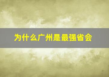 为什么广州是最强省会