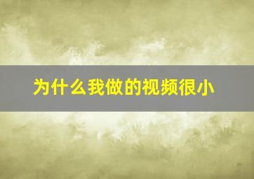 为什么我做的视频很小