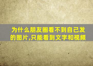 为什么朋友圈看不到自己发的图片,只能看到文字和视频