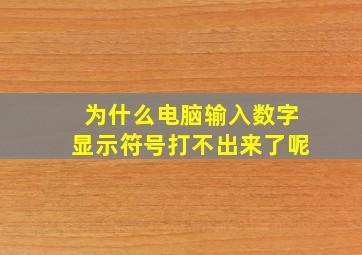 为什么电脑输入数字显示符号打不出来了呢