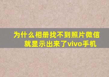 为什么相册找不到照片微信就显示出来了vivo手机