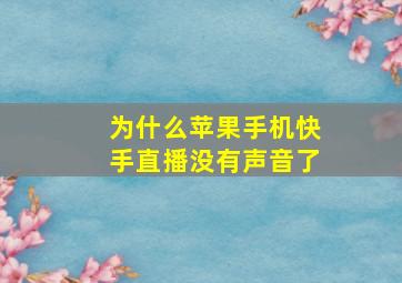 为什么苹果手机快手直播没有声音了