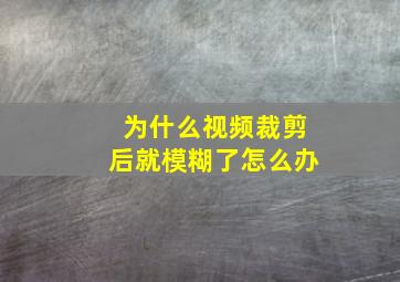 为什么视频裁剪后就模糊了怎么办