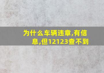 为什么车辆违章,有信息,但12123查不到