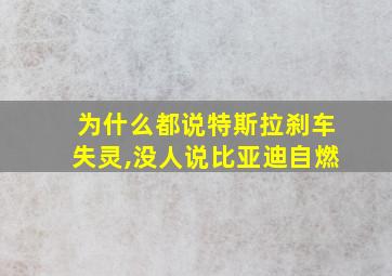 为什么都说特斯拉刹车失灵,没人说比亚迪自燃