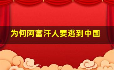 为何阿富汗人要逃到中国