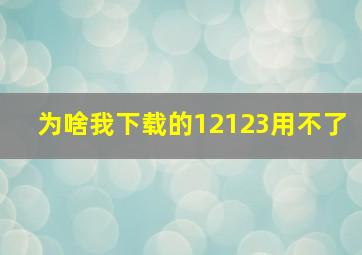 为啥我下载的12123用不了