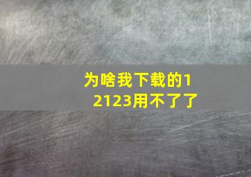 为啥我下载的12123用不了了