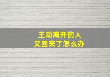 主动离开的人又回来了怎么办